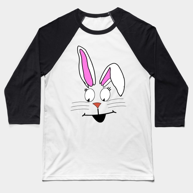 White Bunny Rabbit Face Baseball T-Shirt by CharJens